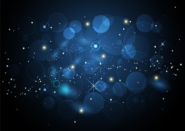 abstract bokeh sparkling blue light effect glow celebrate background