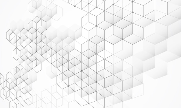 Abstract boxes background Modern technology with square mesh Geometric on white background with lines Cube cell Vector illustration