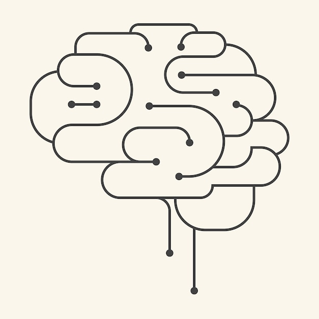 Abstract brain network illustration symbolizing artificial intelligence learning algorithms and digital technology connections in a minimal linear style