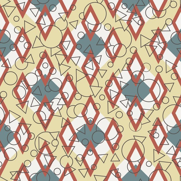 Abstract checkered geometric seamless pattern with dots. Striped square mosaic, tile background