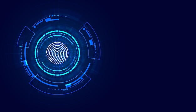 Abstract circle digital cyber security fingerprint connection and communication futuristic on blue background
