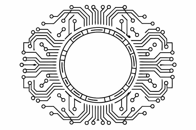 Abstract Circuit Board Circle Frames Digital and Electronic Patterns Collection