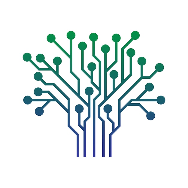 abstract circuit board tree vector icon