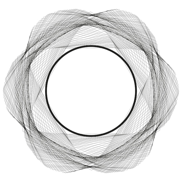 Abstract circular web Geometric vector pattern Black symmetrical design Mesh network art