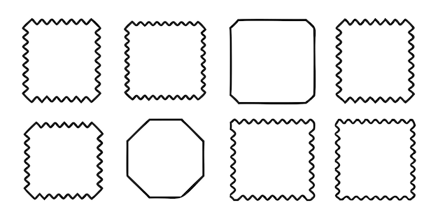 abstract collection of squiggle frames with wavy and zigzag edges in diverse shapes vector