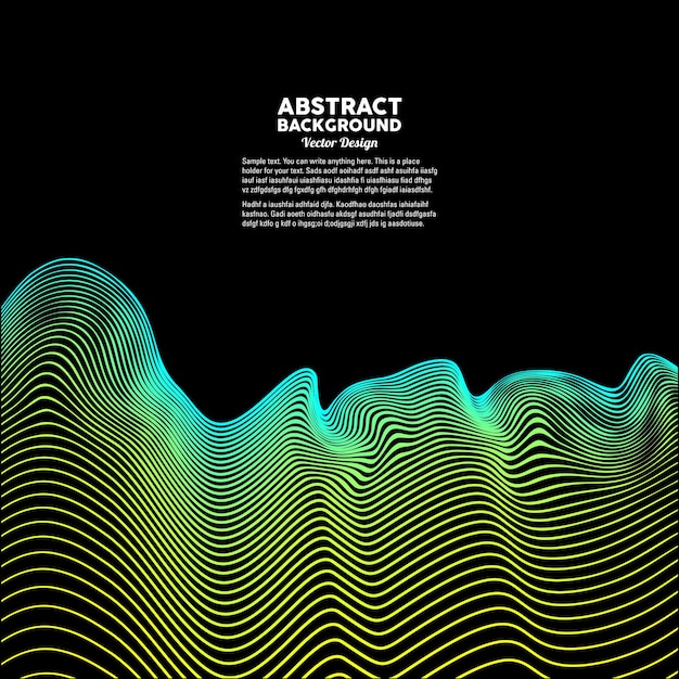 Abstract colored dynamic waves on a dark background Vector illustration