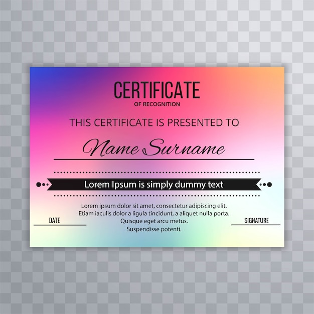 abstract colorful certificate template design vector
