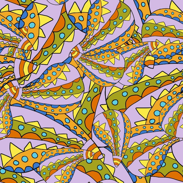 Abstract colorful doodle paisley flower seamless pattern. Floral background.