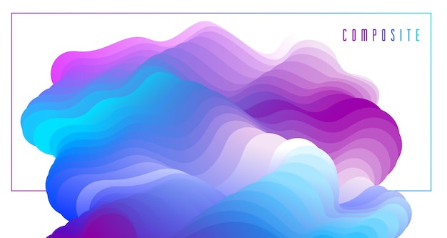 Abstract colorful fluid vector background, dimensional gradient shape element for design, flowing 3D wave, color dynamic motion layout.