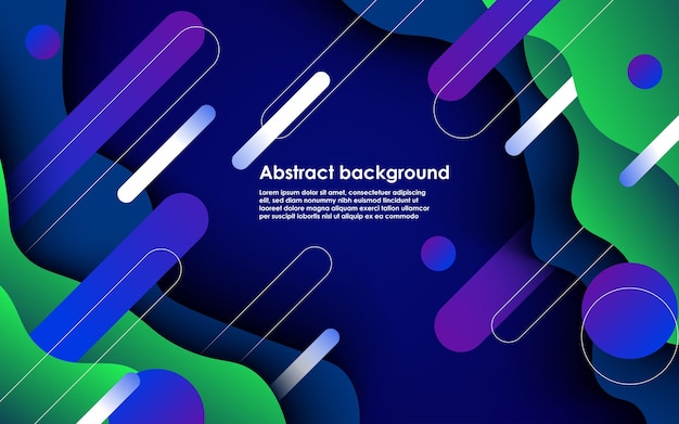 Abstract colorful green blue gradient trendy wavy geometric shape decoration background eps10 vector