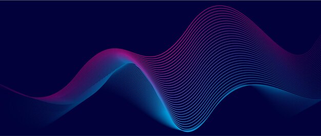 Abstract Colorful Wave Background Futuristic Blue and Pink Line Art Design