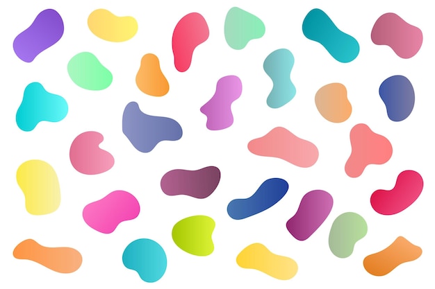 abstract colourful vector shapes. liquid elements. icons set on isolated white background.