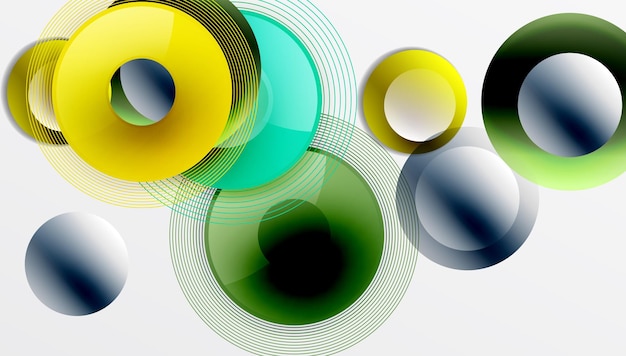 Abstract composition of overlapping circles with smooth gradients and transparency effects Clean and modern design emphasizing depth symmetry a minimal aesthetic