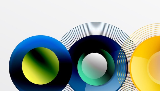 Abstract composition of overlapping circles with smooth gradients and transparency effects Clean and modern design emphasizing depth symmetry a minimal aesthetic