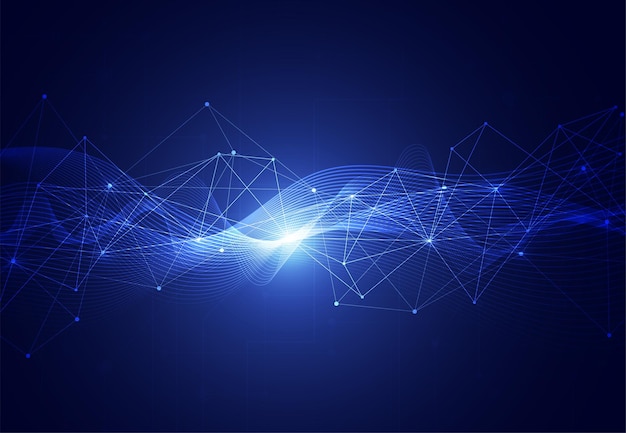 Abstract connecting dots and lines with geometric background Modern technology connection science