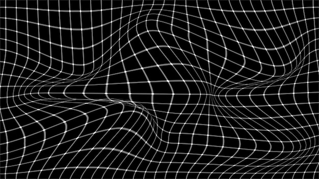 Abstract curved perspective grid Vector background distorted wireframe wave Technology surface mesh Curved lines