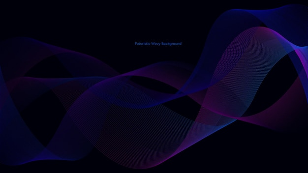 abstract dark background with wavy glowing lines futuristic vector wavy illustration