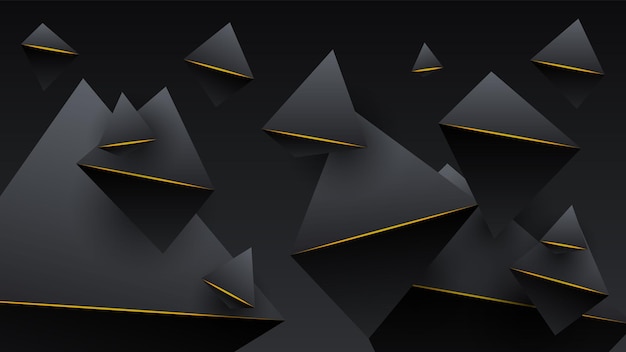 abstract dark black material modern background with golden lines stripes shadows backdrop wallpaper