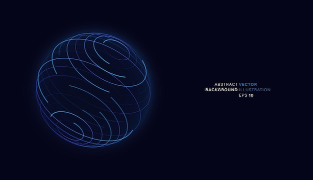 Abstract dark blue background depicting a glowing sphere