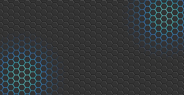 Abstract dark hexagon pattern on red neon background technology style Modern futuristic geometric