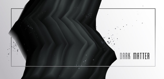 Abstract dark matter fluid vector background, dimensional gradient shape element for design, black flowing 3D wave, color dynamic motion layout.