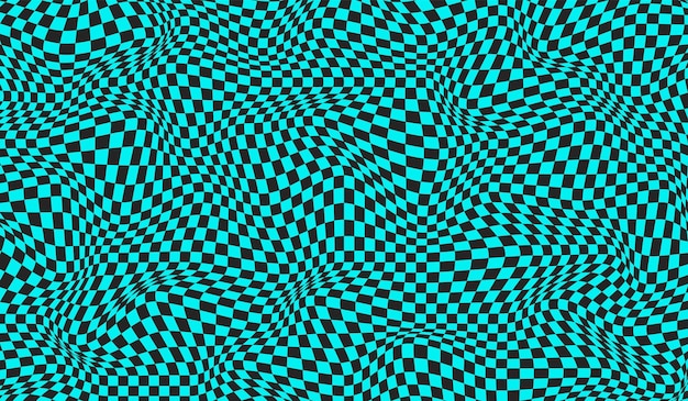 Abstract design Green and black distorted geometric pattern Checkered wavy graphic background
