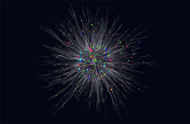 Abstract digital background Big data light line pattern circle vector design network space dot energy AI explosion Futuristic science cyber burst flow Electro music sound concept Particle wave