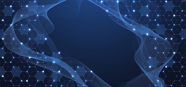 Abstract digital blockchain cube blocks concept quantum computer technology artificial intelligence