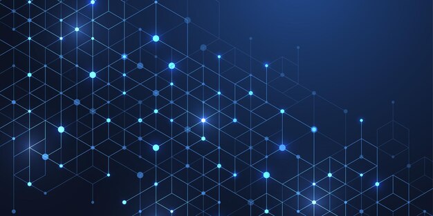 Abstract digital blockchain cube blocks concept quantum computer technology artificial intelligence