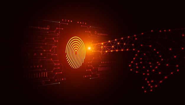 abstract digital fingerprint login concept identity verification illustration with digital hand
