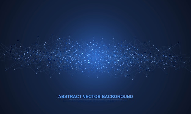 Abstract digital network connection structure on blue background. Technology concept, Global network Big Data.