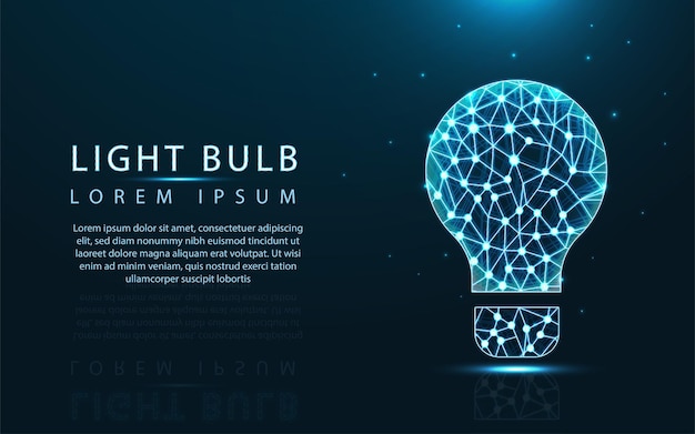 abstract digital technology light bulb blue neon background