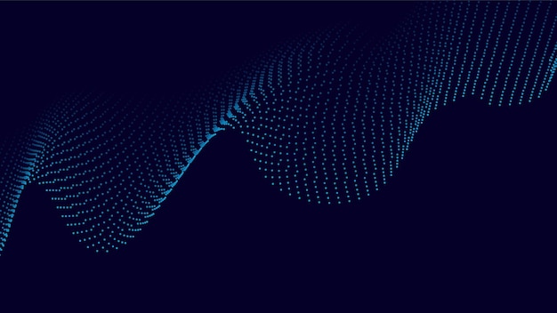Abstract digital wave line of blue dots on a dark background