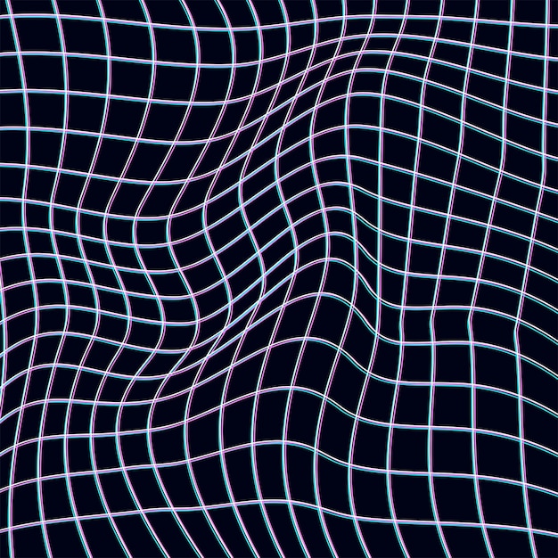 Abstract distorted wireframe wave Vector curve surface background Technology grid pattern Blue mesh wave