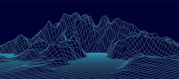 abstract distorted wireframe wave vector curve surface background technology grid pattern mesh wave
