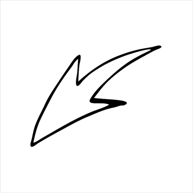 Abstract doodle arrow hand drawn black and white vector illustration