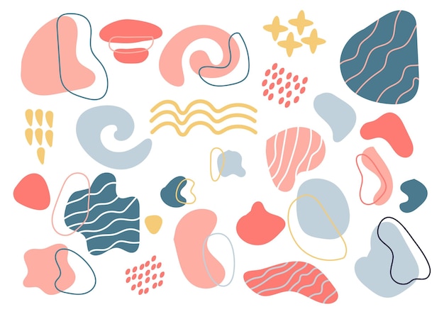 abstract doodle elements trendy modern hand drawn textured shapes creative contemporary aesthetic