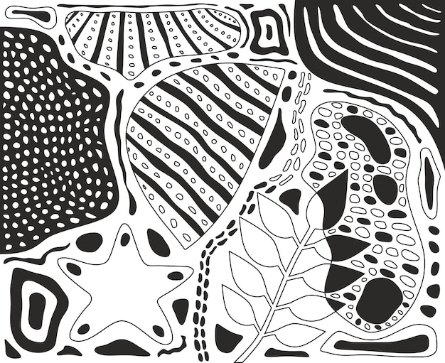 Abstract doodle pattern Black and white