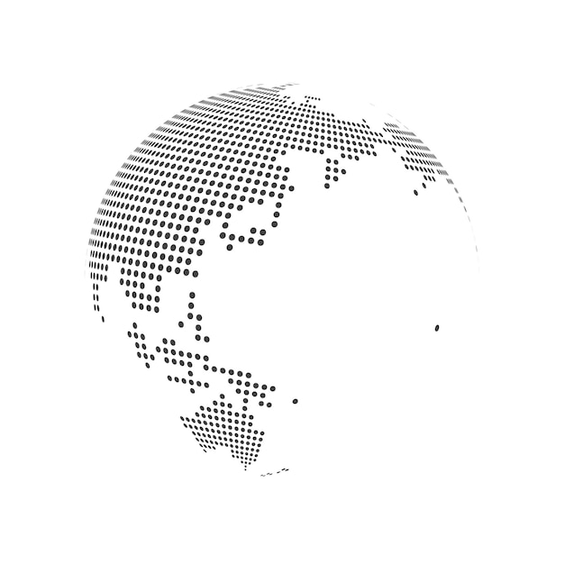 Abstract dotted globe earth world map. Vector illustration