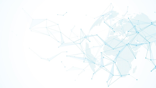 Abstract dynamic motion lines and dots connection background with plexus effect