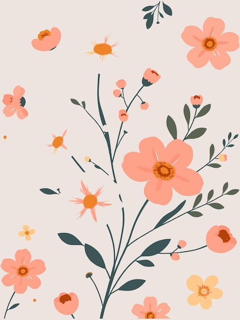 Abstract floral pattern with flowers and leaves