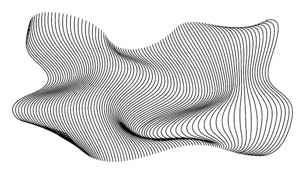 Abstract flowing black lines creating topographic illusion in monochrome