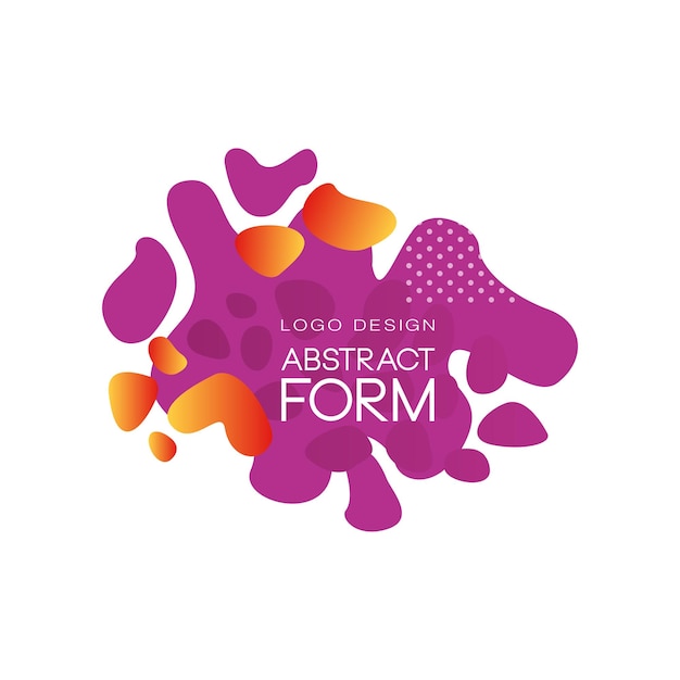 abstract form logo design brand identity element in flat style purple artistic blots and stains vector illustration isolated on a white background