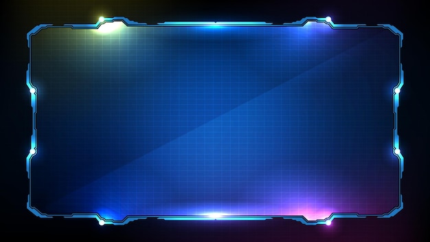 abstract futuristic background of blue glowing technology sci fi frame hud ui