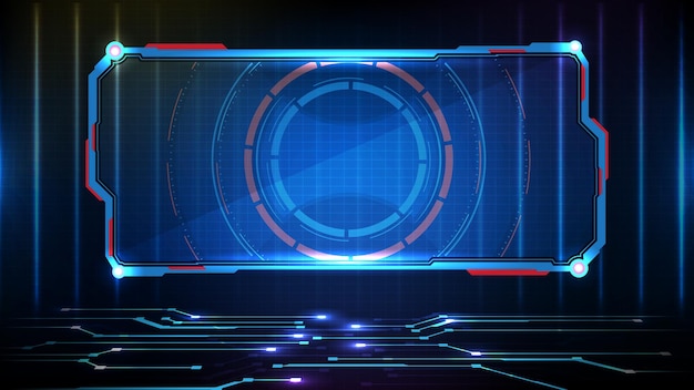 abstract futuristic background of blue glowing technology sci fi frame hud ui