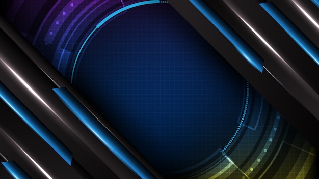 Abstract futuristic background of glowing blue and black motion line interface frame technology sci fi concept