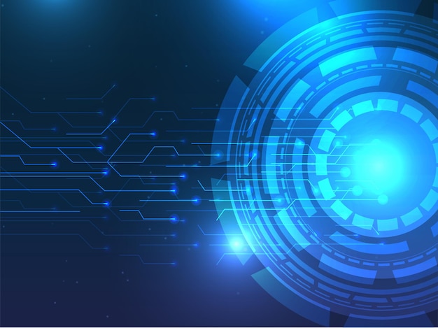 Abstract Futuristic Circuit Board Background In Blue Color.