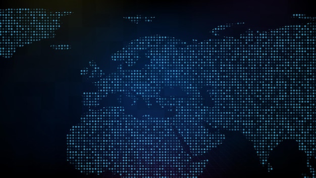 Abstract futuristic technology background of blue digital EU europe map