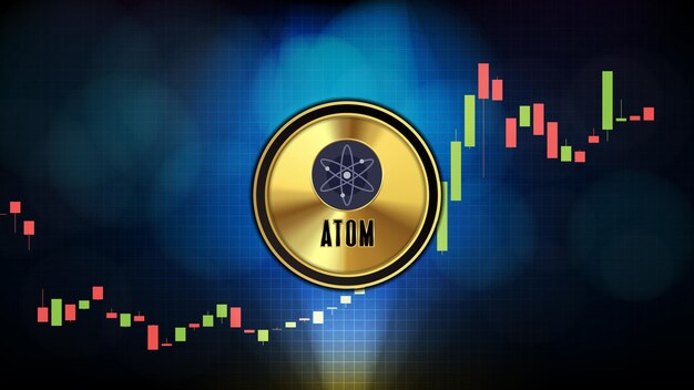 Abstract futuristic technology background of Cosmos (ATOM) Price graph Chart coin digital cryptocurrency