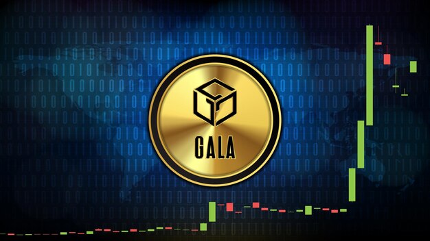 Abstract futuristic technology background of Gala (GALA) Price graph Chart coin digital cryptocurrency